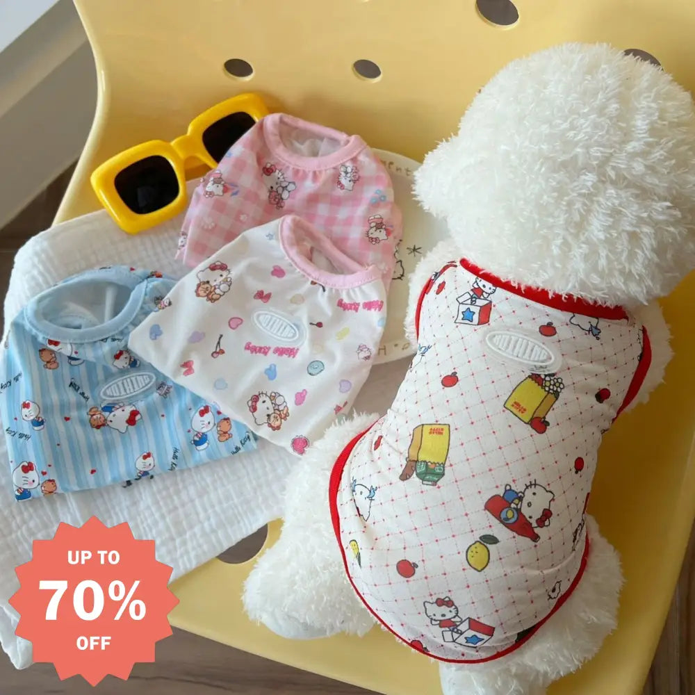 ID1671 ハローキティ ペット服 夏用 レース ノースリーブ かわいい 水玉 キャラクター 動物 犬 猫 小型犬 トイプードル ビションフリーゼ 涼感 通気性
