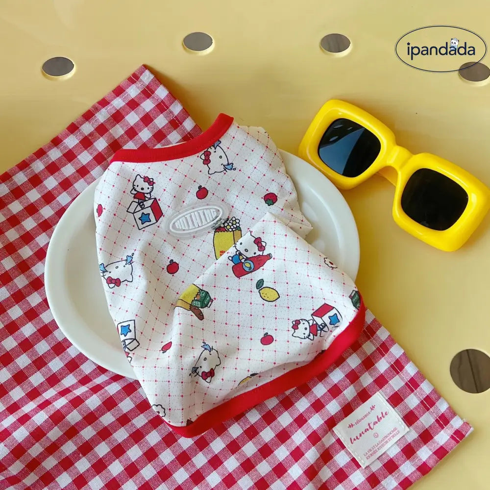 ID1671 ハローキティ ペット服 夏用 レース ノースリーブ かわいい 水玉 キャラクター 動物 犬 猫 小型犬 トイプードル ビションフリーゼ 涼感 通気性