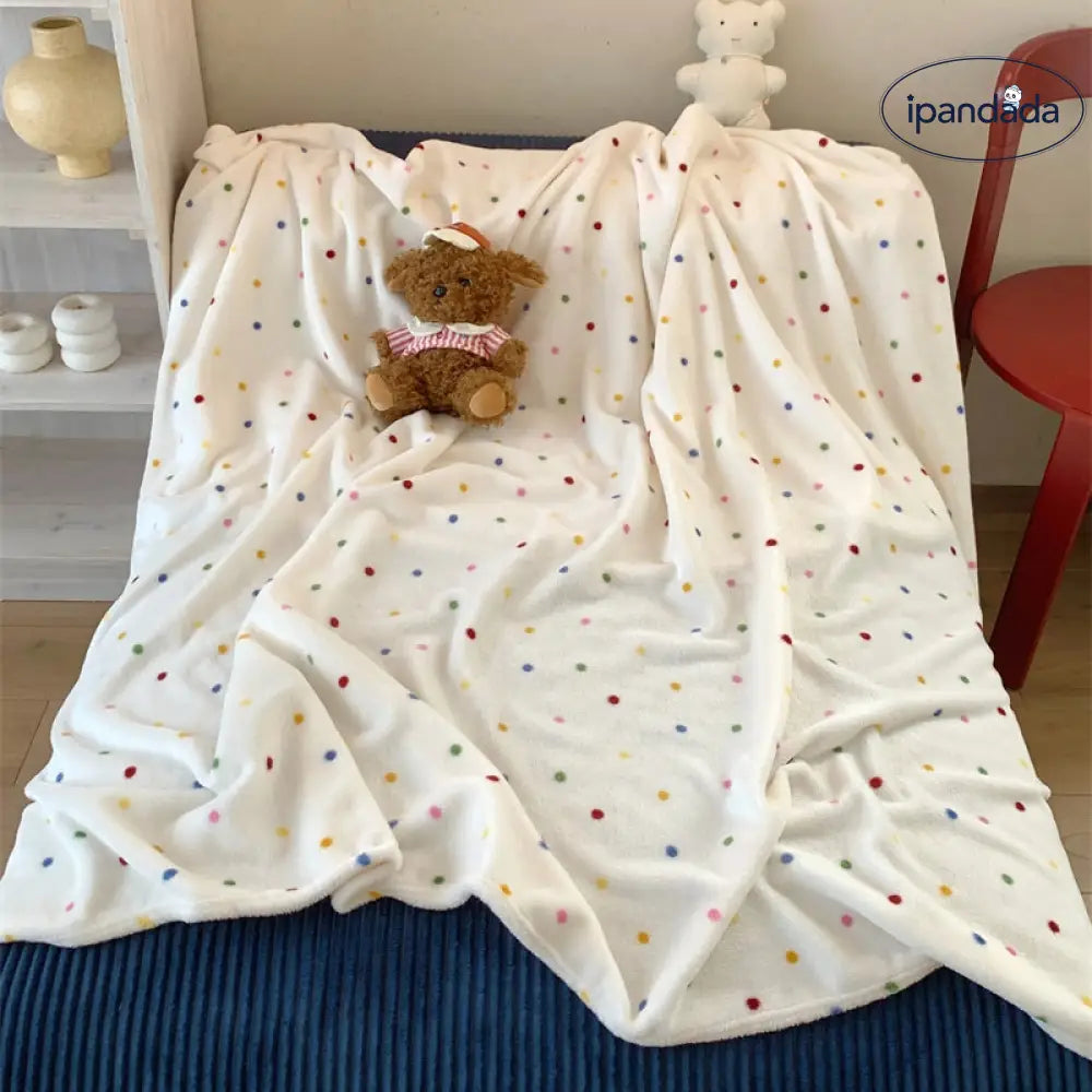 ID1617 ハウスと小犬 インスタ風 パッチワーク柄 かわいい 薄手 ブランケット 夏用 エアコン対応 ミルクベルベット カバーソファブランケット タイプ④ / 70*100cm 寝具>ブランケット・タオルケット