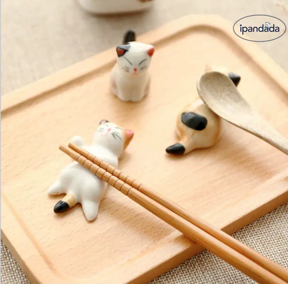 和風 猫型 箸置き 創造的 陶器 箸立て 家庭用 可愛い 小猫 箸枕 精巧な 箸置き  はしおき 1セット 6個 可愛い ミニ ID2030