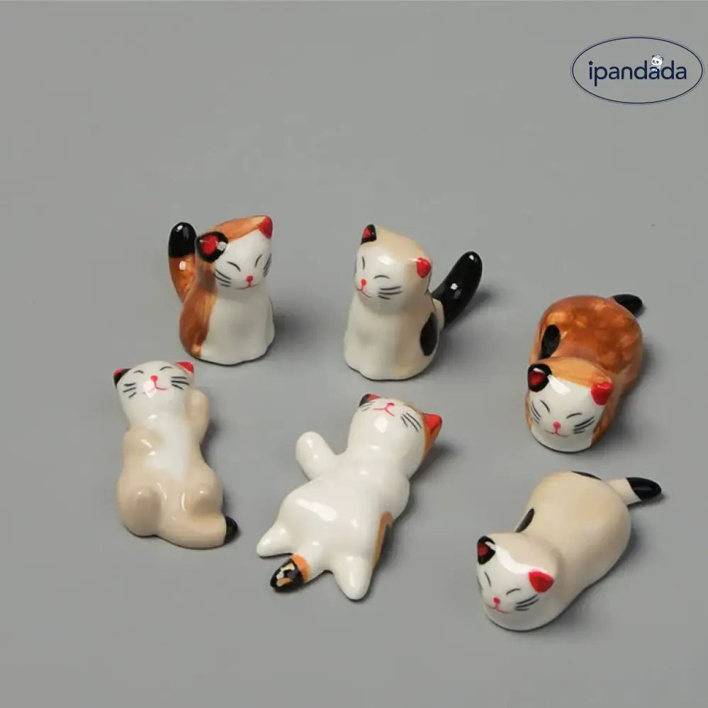 和風 猫型 箸置き 創造的 陶器 箸立て 家庭用 可愛い 小猫 箸枕 精巧な 箸置き  はしおき 1セット 6個 可愛い ミニ ID2030