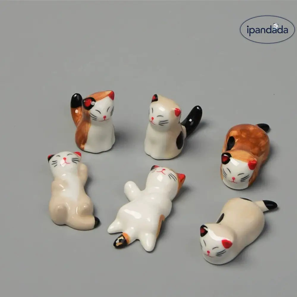 和風 猫型 箸置き 創造的 陶器 箸立て 家庭用 可愛い 小猫 箸枕 精巧な 箸置き はしおき 1セット 6個 可愛い ミニ ID2030 6個 3.9*2.1*2.1cm インテリア雑貨>その他