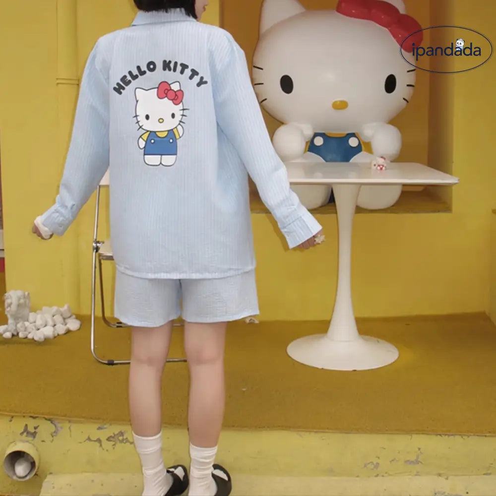ID448 HELLOK*TTY パジャマ レディース 長袖 短パンツ 開襟パジャマ 前開き 快適 睡眠 おしゃれ かわいい ホテル 春 夏 秋 誕生日 女性 ギフト レディース＞セットアップ