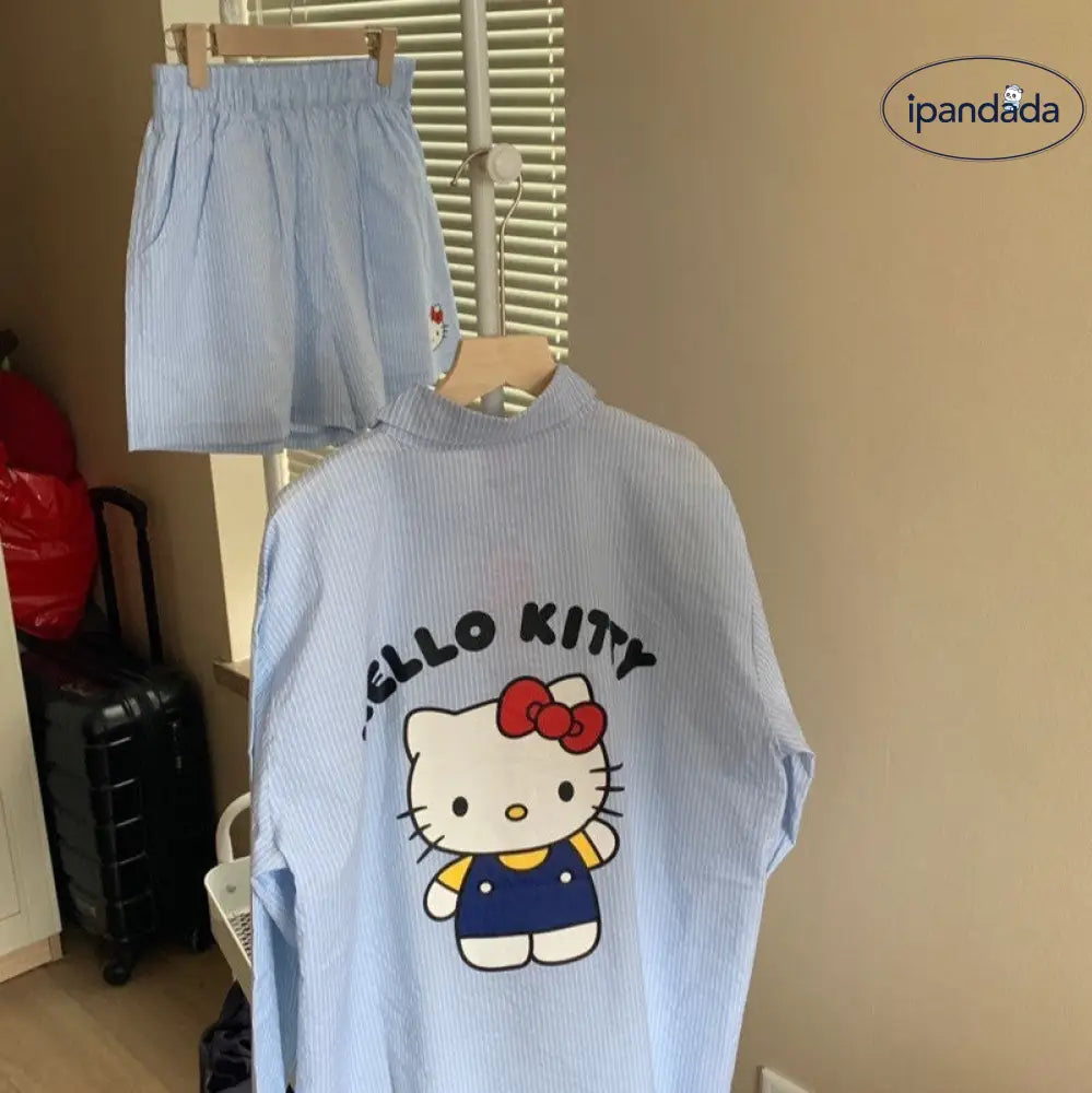ID448 HELLOK*TTY パジャマ レディース 長袖 短パンツ 開襟パジャマ 前開き 快適 睡眠 おしゃれ かわいい ホテル 春 夏 秋 誕生日 女性 ギフト レディース＞セットアップ