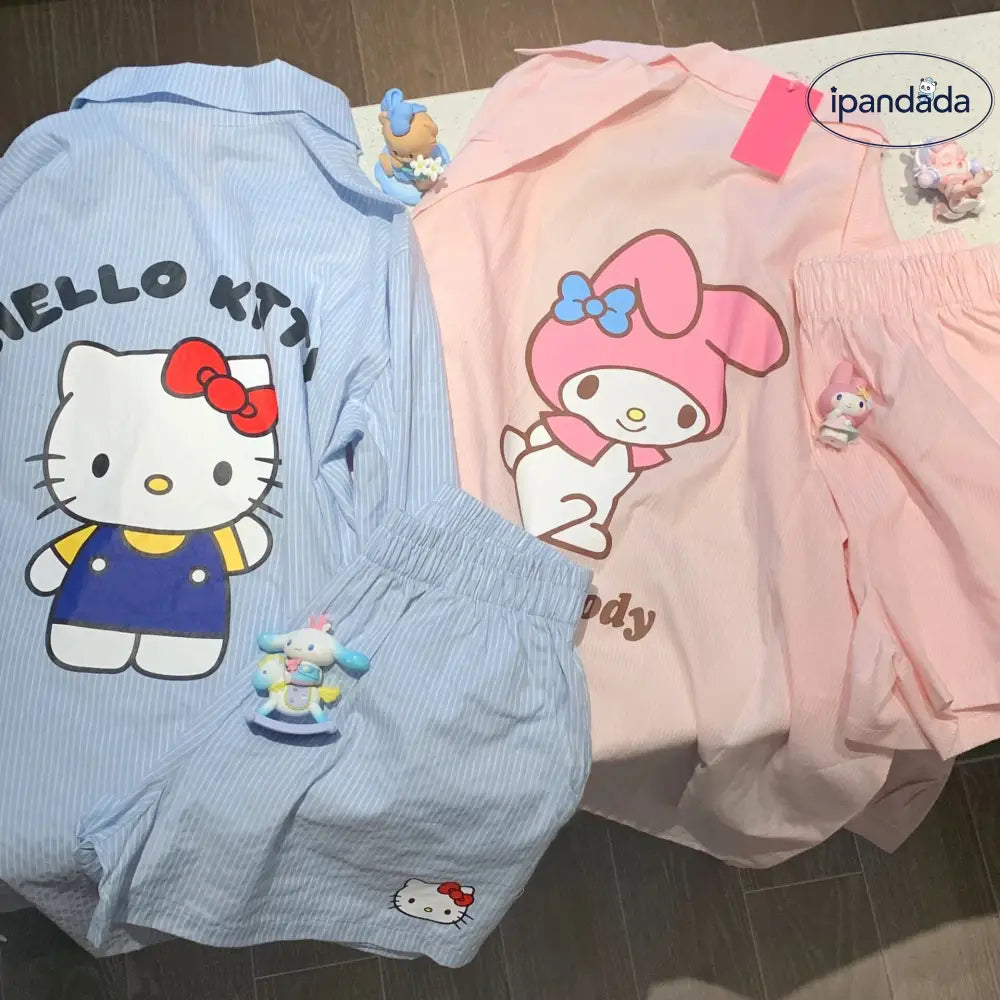 ID448 HELLOK*TTY パジャマ レディース 長袖 短パンツ 開襟パジャマ 前開き 快適 睡眠 おしゃれ かわいい ホテル 春 夏 秋 誕生日 女性 ギフト レディース＞セットアップ
