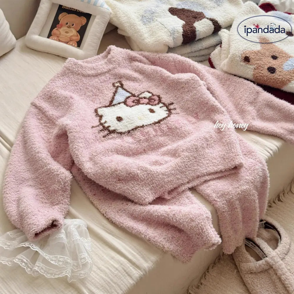 秋冬 フリース 可愛い パジャマ 親子用 厚手 保温 ルームウェア セット ふわふわ ID3071