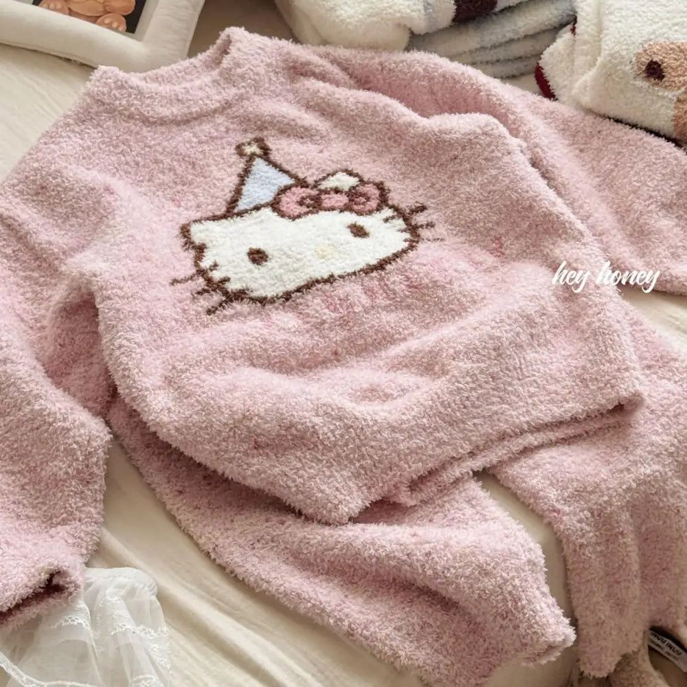 秋冬 フリース 可愛い パジャマ 親子用 厚手 保温 ルームウェア セット ふわふわ ID3071 タイプ① / 90cm