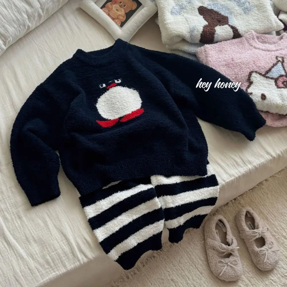 秋冬 フリース 可愛い パジャマ 親子用 厚手 保温 ルームウェア セット ふわふわ ID3071 タイプ⑧ / 90cm