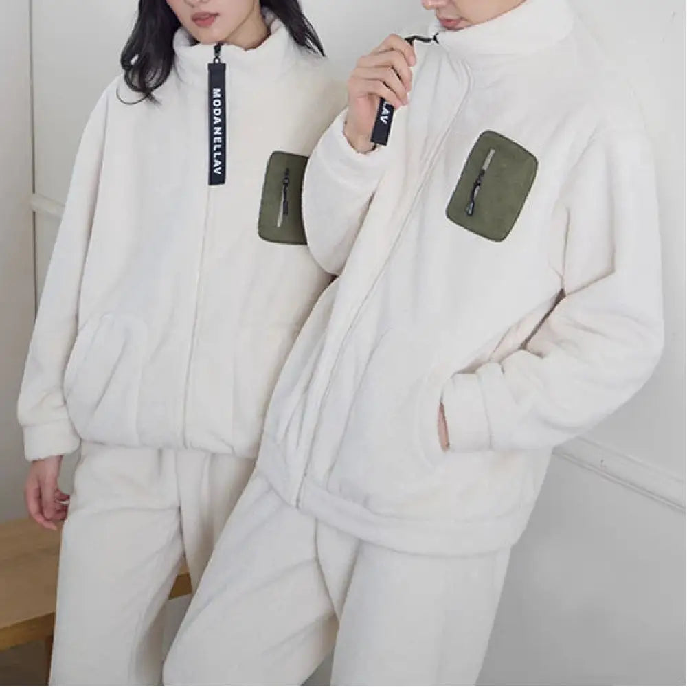 厚手 パジャマ カップル 保温 レディース 長袖 サンゴフリース ルームウェア メンズ ID3539