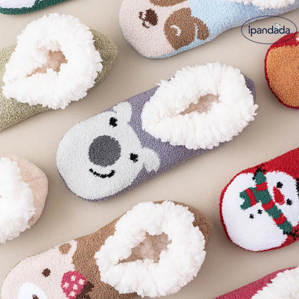 厚手ソックス 冬用 フリース入り 厚手 保温 シープボア 産後ソックス かわいい カートゥーン ルーム用 滑り止め付き フロアソックス ID3731 インテリア雑貨＞ファッション雑貨