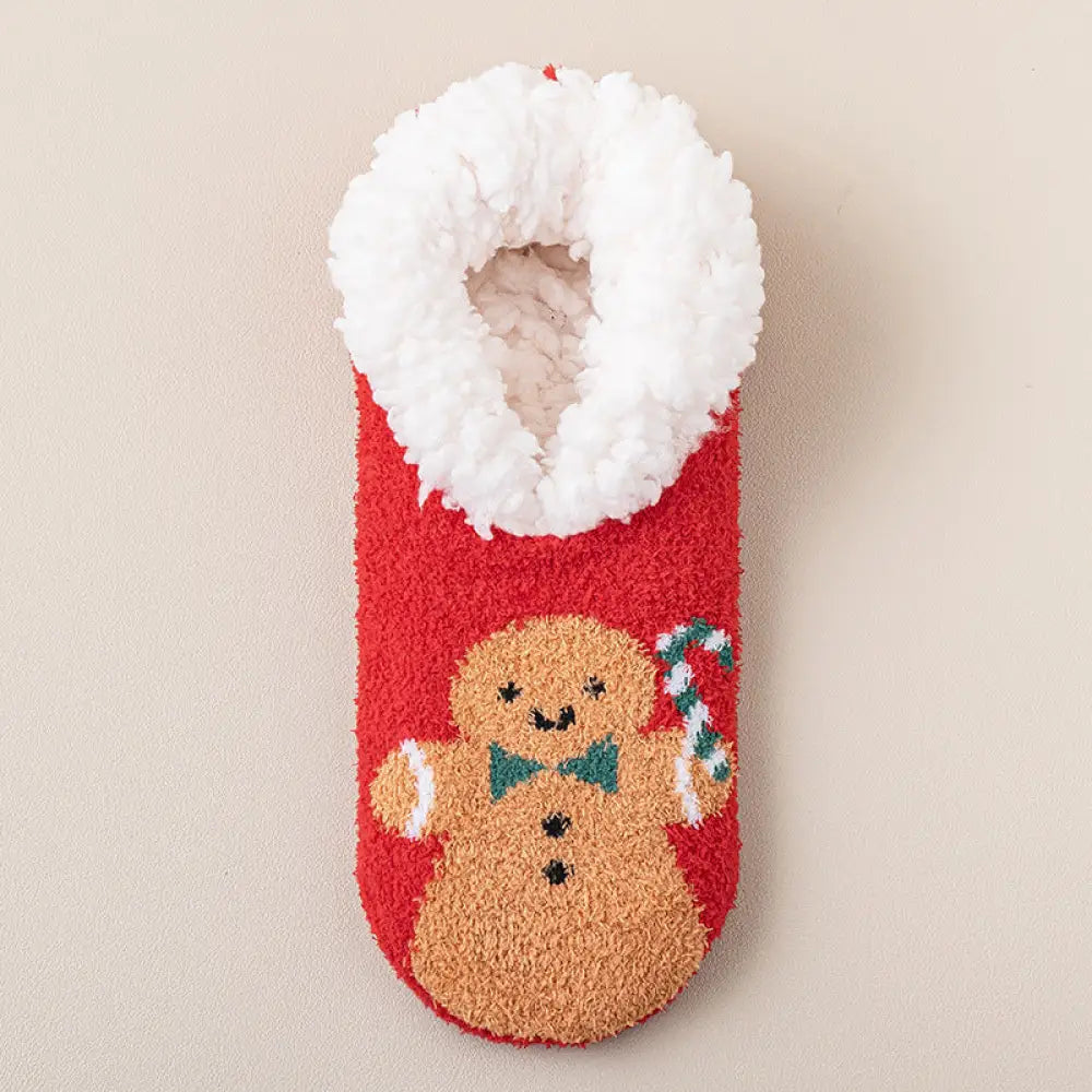 厚手ソックス 冬用 フリース入り 厚手 保温 シープボア 産後ソックス かわいい カートゥーン ルーム用 滑り止め付き フロアソックス ID3731 タイプ② / フリー インテリア雑貨＞ファッション雑貨