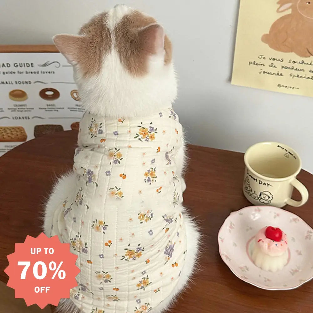 花柄 フラワー ペット服 キャットウェア ドッグウエア 防寒 ペット 保護 猫服 犬服 防寒 傷舐め防止 猫用洋服 ペット用品＞ウェア