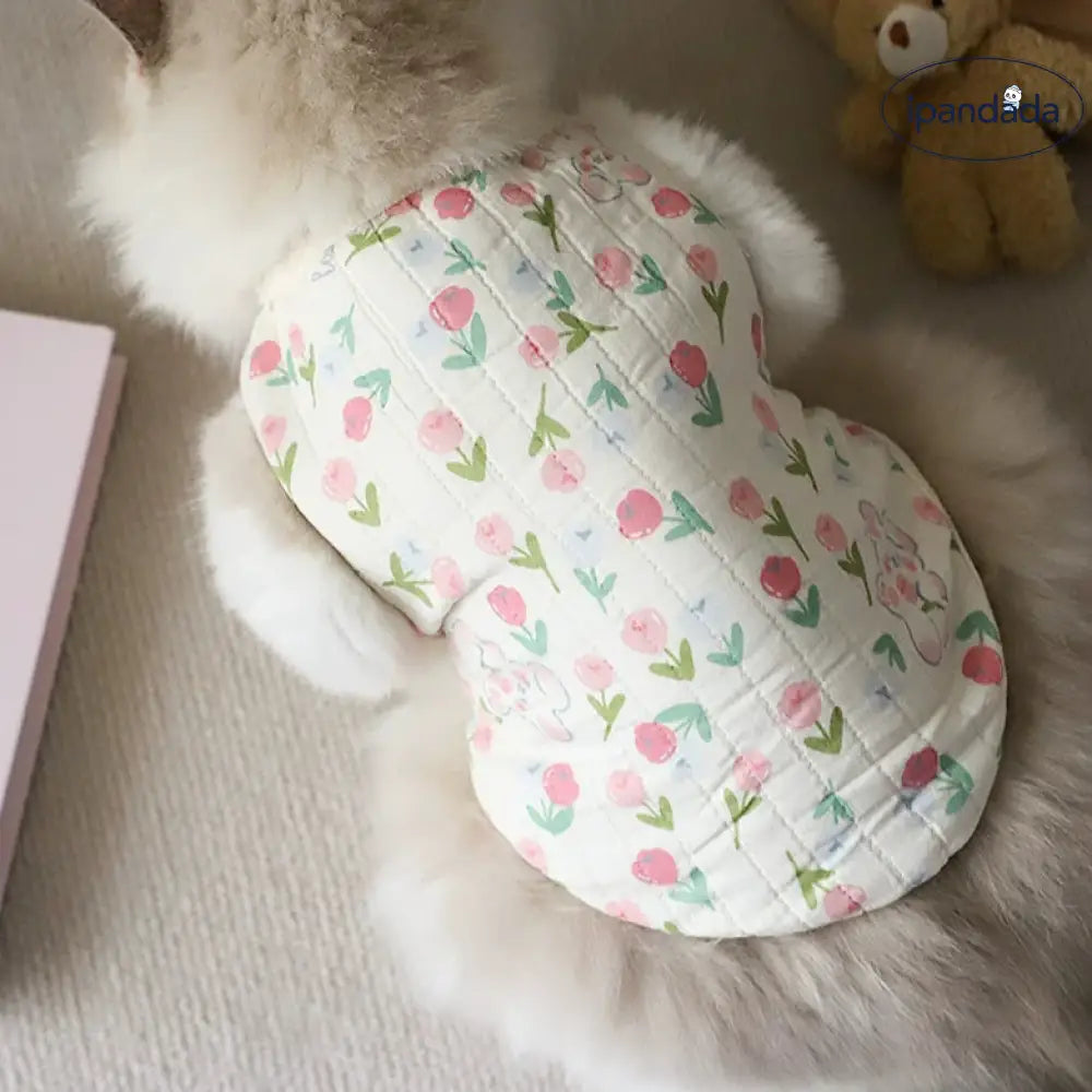 花柄 フラワー ペット服 キャットウェア ドッグウエア 防寒 ペット 保護 猫服 犬服 防寒 傷舐め防止 猫用洋服 ペット用品＞ウェア