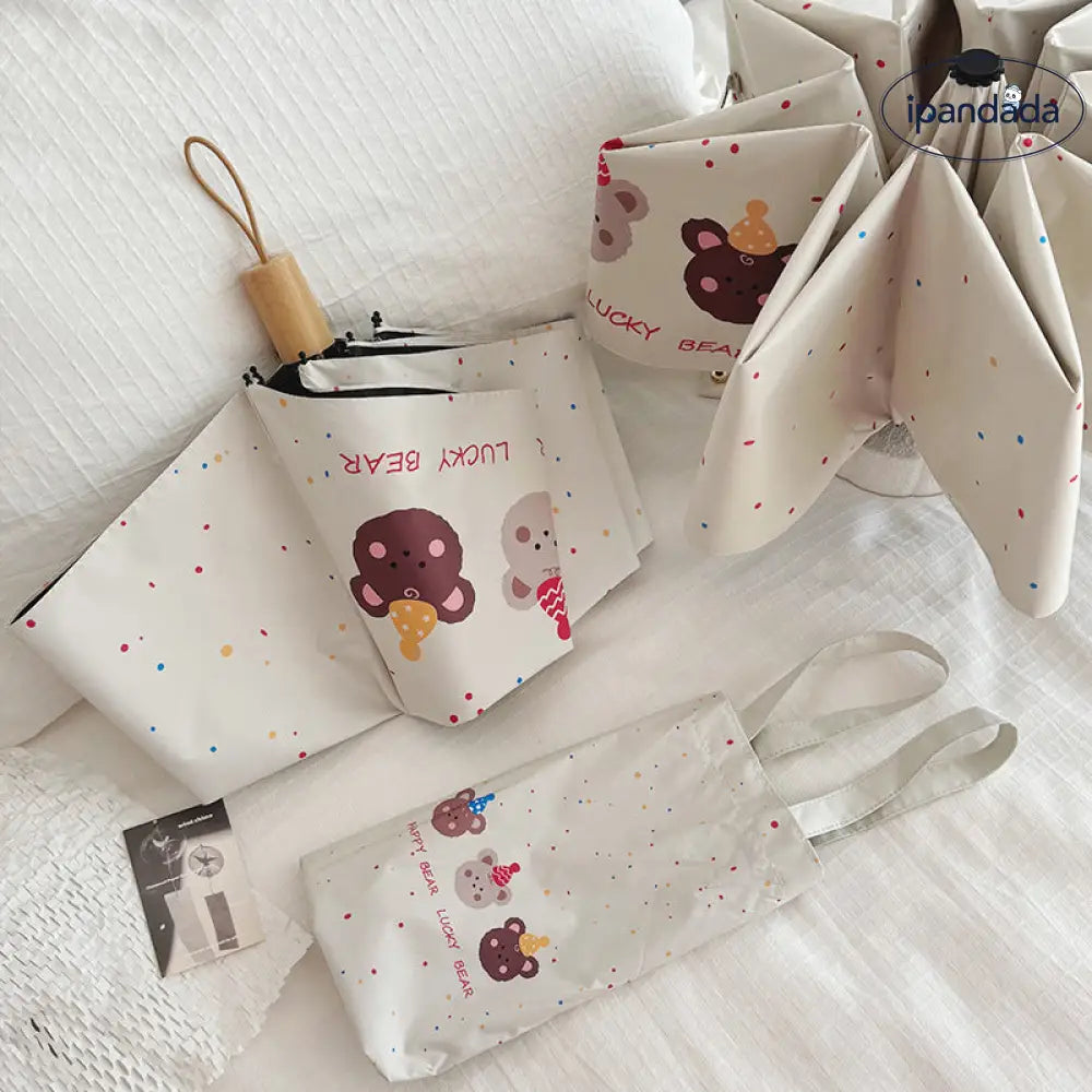 ID1435 花柄プリント 遮光100%ブラックコート ショルダーバッグ付き 全自動開閉 3段折りたたみ 学生に人気 おしゃれ 落書き風 晴雨兼用 UVカット99% 遮熱 耐風強化 軽量 コンパクト