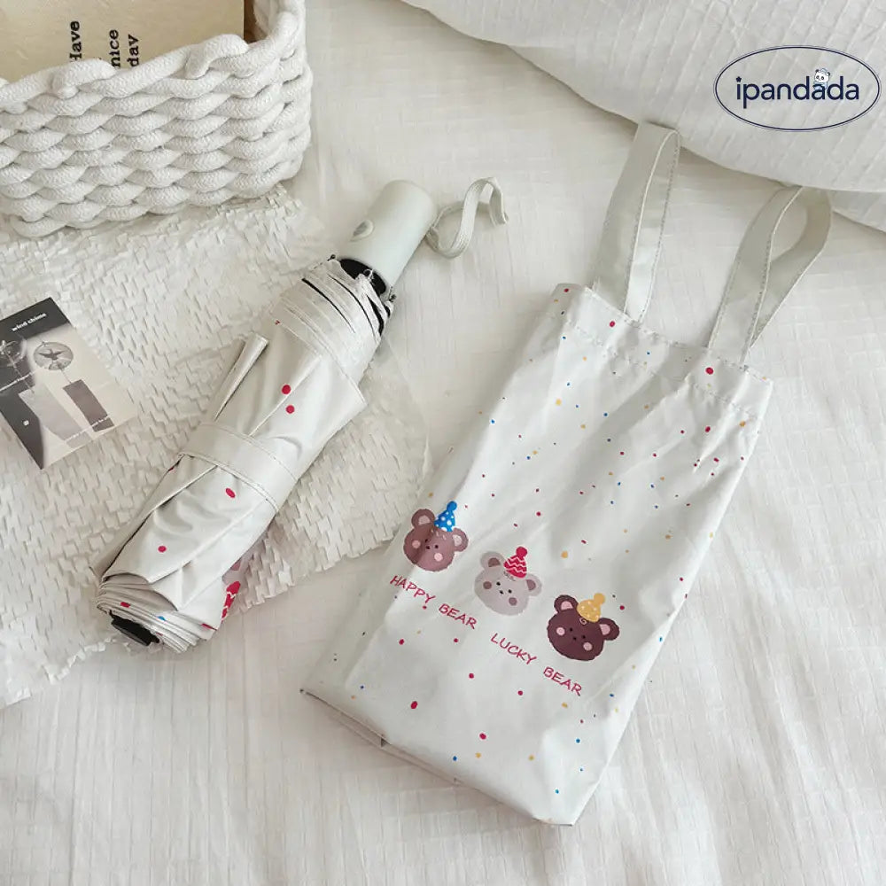 ID1435 花柄プリント 遮光100%ブラックコート ショルダーバッグ付き 全自動開閉 3段折りたたみ 学生に人気 おしゃれ 落書き風 晴雨兼用 UVカット99% 遮熱 耐風強化 軽量 コンパクト