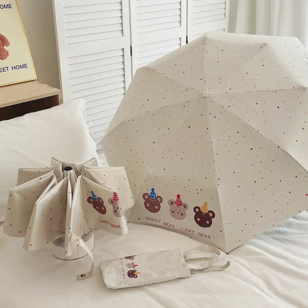 ID1435 花柄プリント 遮光100%ブラックコート ショルダーバッグ付き 全自動開閉 3段折りたたみ 学生に人気 おしゃれ 落書き風 晴雨兼用 UVカット99% 遮熱 耐風強化 軽量 コンパクト