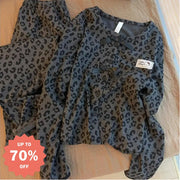 ヒョウ柄 デロン パジャマ レディース 秋冬新作 ふんわり 保温 長袖 ルームウェア セット ID3603