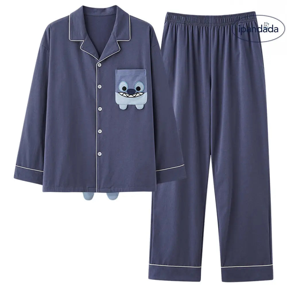 いちご熊 スティッチ カップル パジャマ セット 長袖 ルームウェア 綿 かわいい ゆったり 春秋 彼氏彼女 プレゼント 自宅着 おうち時間 通販 ギフト 誕生日 記念日 ID4089