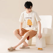 ID1010 メンズ 抗菌 パジャマセット 夏用 クルーネック 半袖 半ズボン ビッグサイズ 新作 涼感 吸汗速乾 部屋着 ルームウェア ストレッチ 通気性 くつろぎ メンズ＞セットアップ