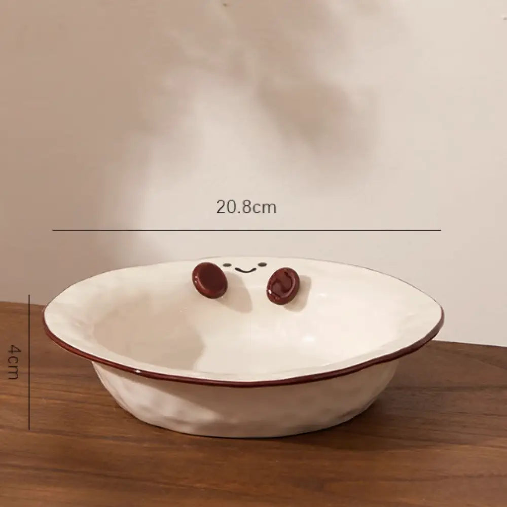 ID1212 かわいいココアビーンズ浮き彫り 陶器食器セット ご飯茶碗・マグカップ・プレート レンジ/食洗機対応 ギフトに最適 写真通り⑤ インテリア雑貨＞その他