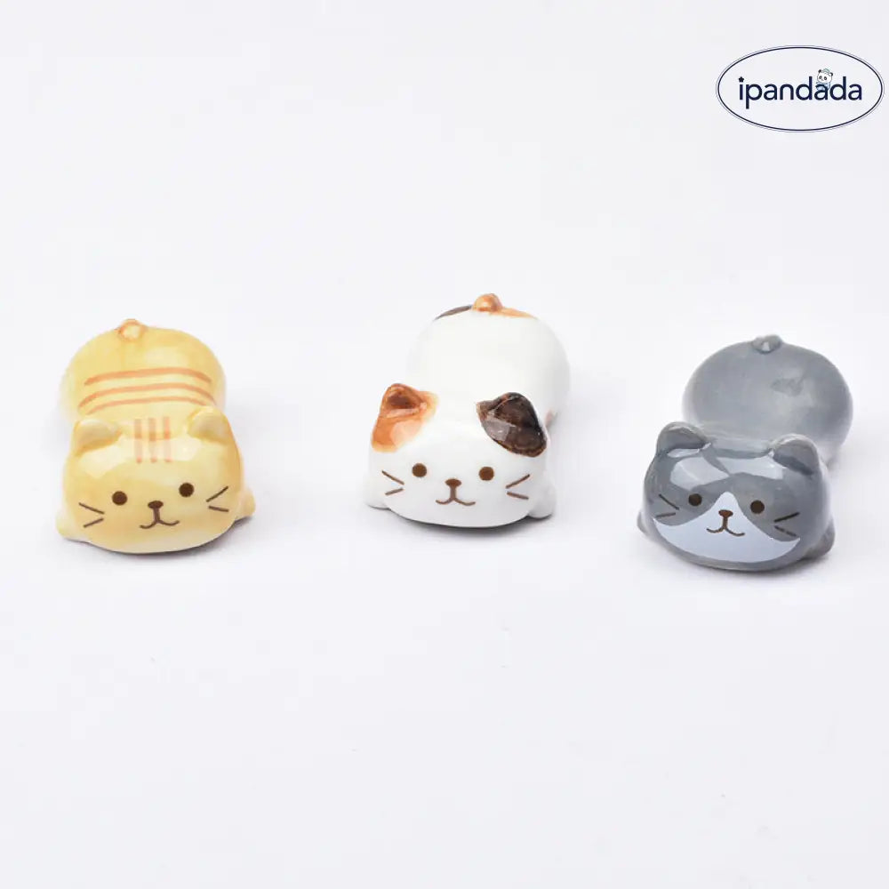 ID1216 陶器箸置き 筆置き 2WAY使い 職人手作り ギフトに最適 卓上インテリア 和風猫モチーフ インテリア雑貨＞その他
