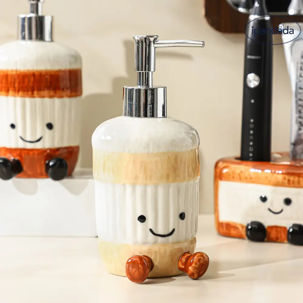 ID1227 陶器製 ハンドソープディスペンサー 泡立て器付き 詰め替え用 バスルーム・キッチン対応 おしゃれ 抗菌仕様 インテリア雑貨＞その他