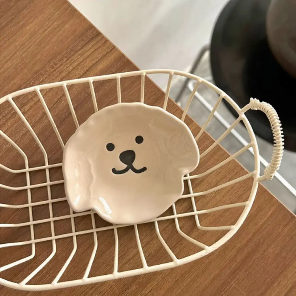 ID1233 陶器製 おちょこ クマの赤ちゃん デザイン SNS人気 多用途 ソース皿 骨皿 お菓子皿 おしゃれ プレミアム感 抗菌 電子レンジ対応 焼きぼけカラー SGマーク カーキ子犬 / 陶瓷制品 インテリア雑貨＞収納雑貨