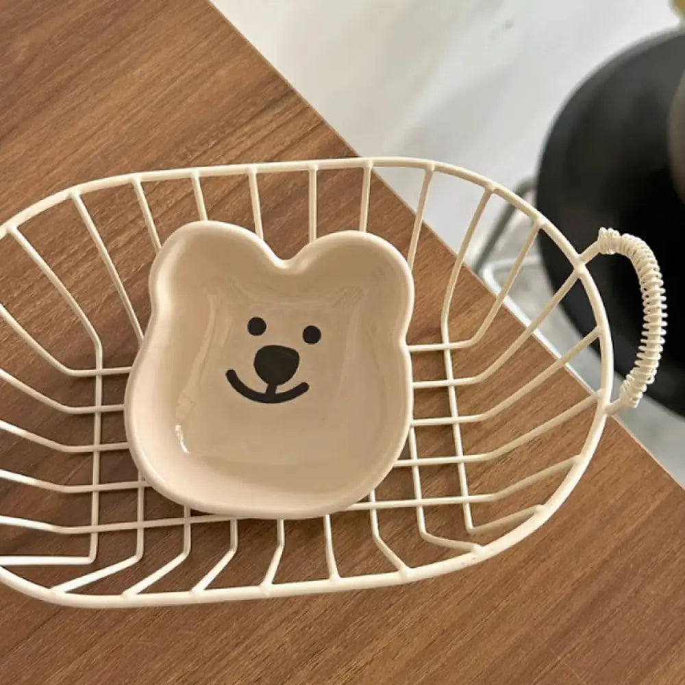 ID1233 陶器製 おちょこ クマの赤ちゃん デザイン SNS人気 多用途 ソース皿 骨皿 お菓子皿 おしゃれ プレミアム感 抗菌 電子レンジ対応 焼きぼけカラー SGマーク カーキ子熊 / 陶瓷制品 インテリア雑貨＞収納雑貨