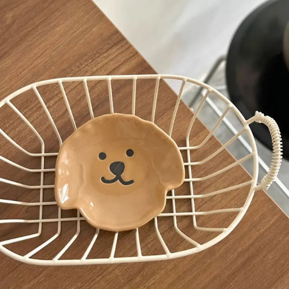ID1233 陶器製 おちょこ クマの赤ちゃん デザイン SNS人気 多用途 ソース皿 骨皿 お菓子皿 おしゃれ プレミアム感 抗菌 電子レンジ対応 焼きぼけカラー SGマーク コーヒー子犬 / 陶瓷制品 インテリア雑貨＞収納雑貨