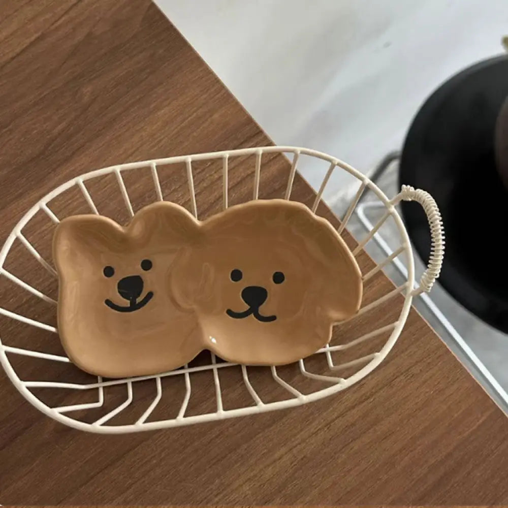 ID1233 陶器製 おちょこ クマの赤ちゃん デザイン SNS人気 多用途 ソース皿 骨皿 お菓子皿 おしゃれ プレミアム感 抗菌 電子レンジ対応 焼きぼけカラー SGマーク コーヒー熊と犬 / 陶瓷制品 インテリア雑貨＞収納雑貨
