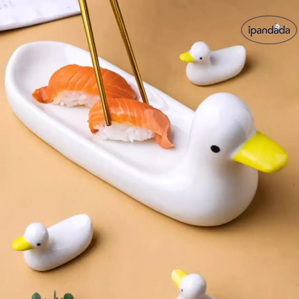 ID1246 箸置き 陶器製 アヒルの子 デザイン おもてなし膳 和食器 おしゃれ コンパクト 抗菌 ギフト対応 クリームイエロー 写真通り インテリア雑貨＞その他