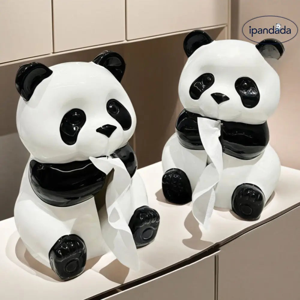 ID1317 【パンダデザイン】おしゃれティッシュボックス リビング用 高級感 ソフトビニール製 滑り止め付き ギフト対応
