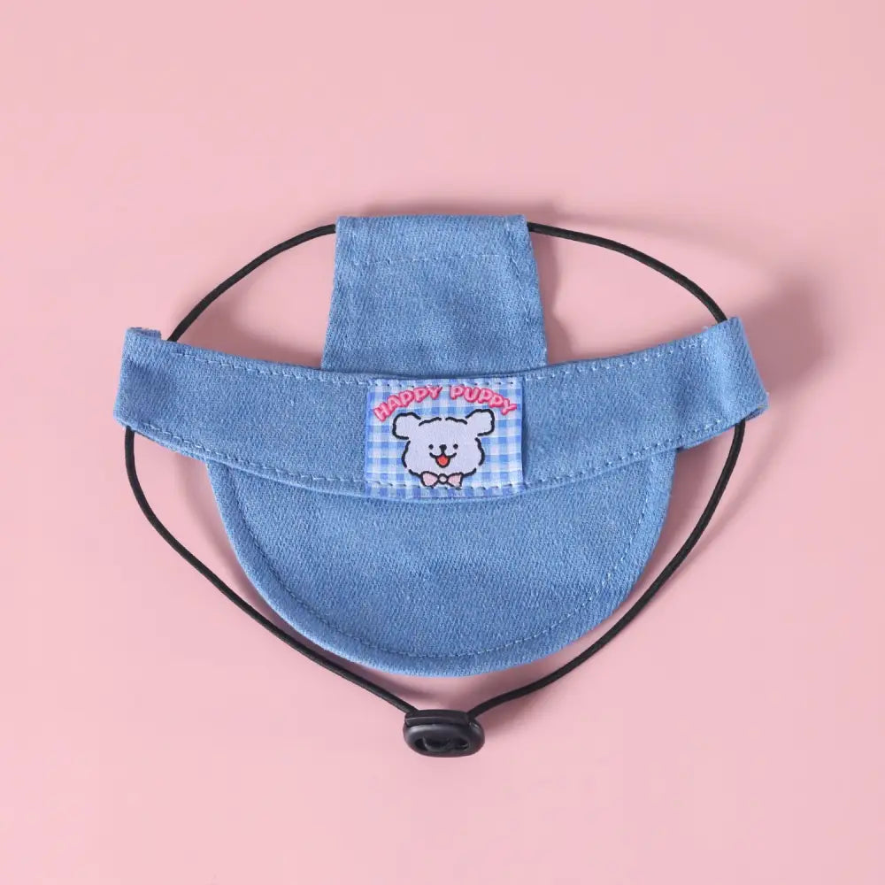 ID1348 デニムサンバイザー 刺繍ワッペン付き 柴犬専用 耳抜き設計 サイズ調節可能 UV99% 遮断 通気メッシュ裏地 夏用 おしゃれ インスタ映え タイプ③ / S ペット用品＞ウェア