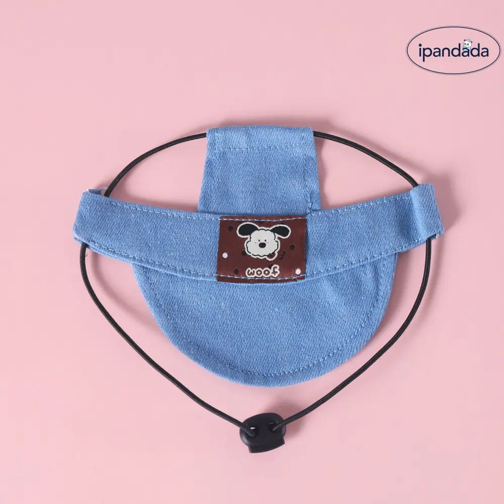 ID1348 デニムサンバイザー 刺繍ワッペン付き 柴犬専用 耳抜き設計 サイズ調節可能 UV99%遮断 通気メッシュ裏地 夏用 おしゃれ インスタ映え