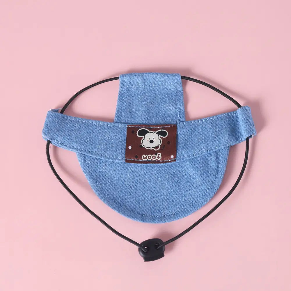 ID1348 デニムサンバイザー 刺繍ワッペン付き 柴犬専用 耳抜き設計 サイズ調節可能 UV99% 遮断 通気メッシュ裏地 夏用 おしゃれ インスタ映え タイプ② / S ペット用品＞ウェア