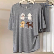ID1675 ワンちゃん柄 モダール混 パジャマセット 半袖トップス＆ショートパンツ 薄手で涼しい おうちコーデにぴったり 女性用