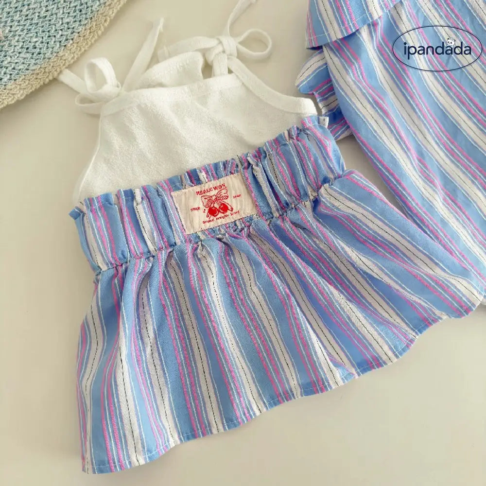 ID2099 ペットオーナー マッチング 韓国風 かわいい 犬用 猫用 服 ペア ブルー ストライプ シャツ おそろい コーデ ペットウェア オーナーウェア カップル おしゃれ 春 夏 薄手 軽やか 着心地 快適 ストライプ デザイン ペットファッション ペット連れ お出かけ ペアコーデ 親子スタイル