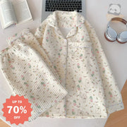 ID382 パジャマ レディース うさぎ 花柄 セットアップ 長袖 上下セット ルームウェア 肌に優しい 春 女性 おしゃれ かわいい ピンク / M レディース＞セットアップ