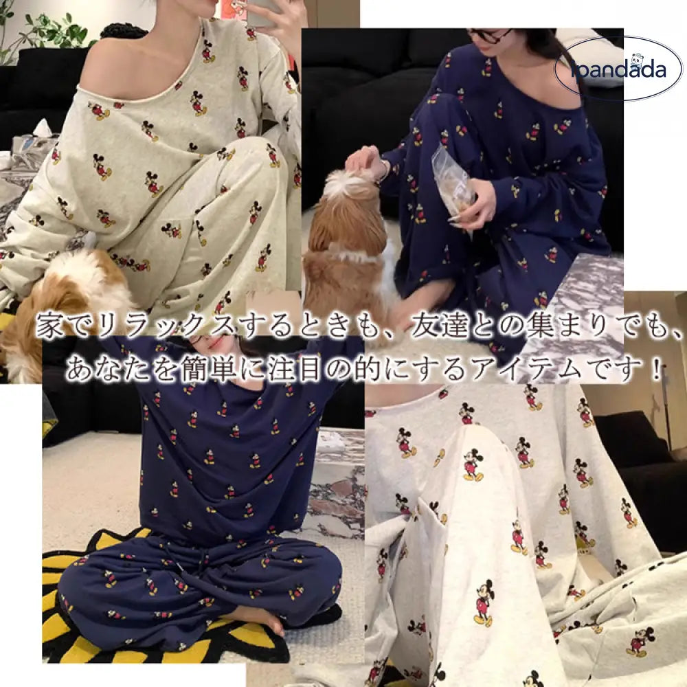 ID407 2色展開 パジャマ ルームウェア レディース 上下セット ワンマイルウエア 長袖 綿100% に近 春秋 秋冬 春夏 春物 大きいサイズ 前開き かわいい ゆったり 暖かい あったか おしゃれ 可愛い 長ズボン 大人 部屋着