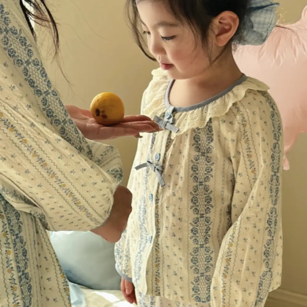 ID477 ルームウェア セット 女の子 春 韓国風 カートゥーン 快適 ピーターパンカラー パジャマ 2点セット 親子 レディース かわいい タイプ3 / 90cm ベビー＆キッズ＞キッズ