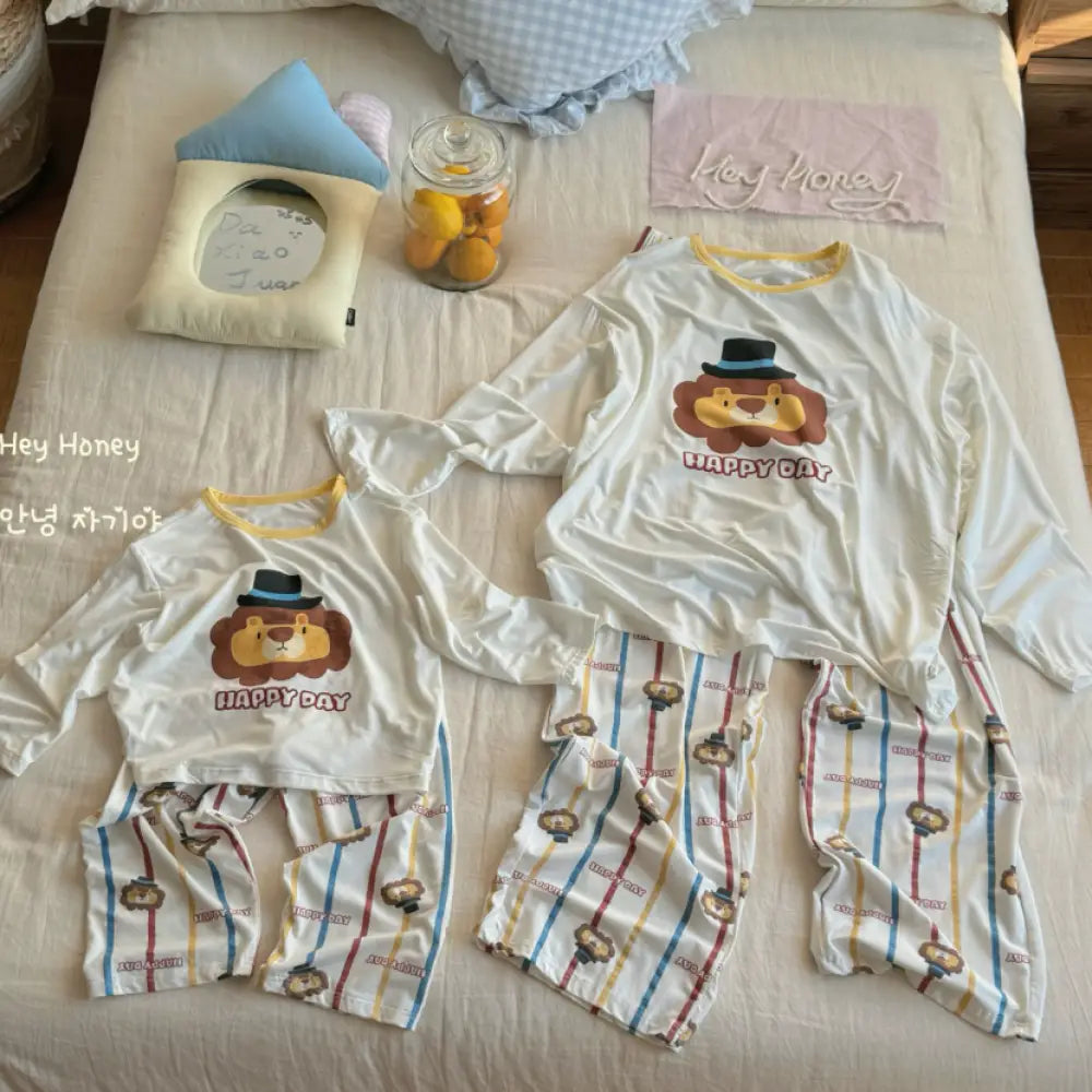 ID478 カートーン 親子パジャマ ルームウェア セット 春 秋 男女兼用 セット 柔らか かわいい 綿感 ルームウェア タイプ⑥ / 90cm ベビー＆キッズ＞キッズ