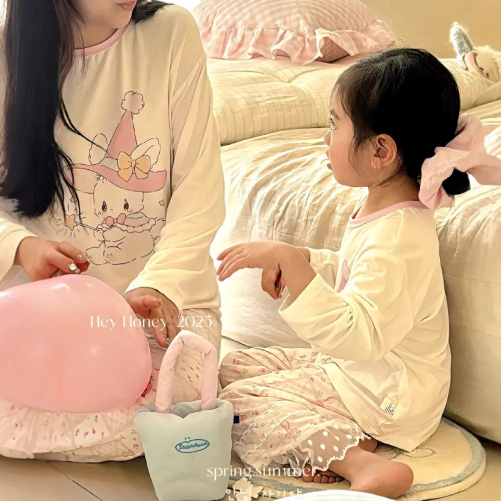ID478 カートーン 親子パジャマ ルームウェア セット 春 秋 男女兼用 セット 柔らか かわいい 綿感 ルームウェア タイプ④ / 90cm ベビー＆キッズ＞キッズ