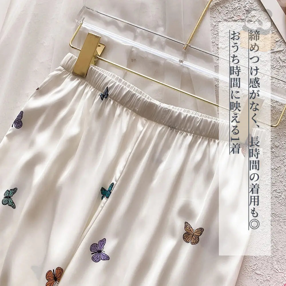ID513 レディース 蝶々 パジャマセット 春夏 長袖 薄手 カートゥーン ルームウェア 甘い 四季向け レディース 軽量 快適 柔らかい 春夏秋 高品質 レディース＞セットアップ