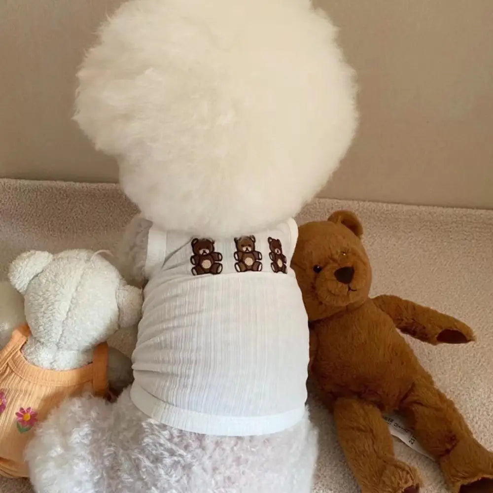 ID558 3色展開 ウサギ 犬 服 涼しい 小型犬用 女の子 ペット服 お出かけ キャミソール 花柄 かわいい ドッグウェア ペットウェア お散歩 犬 タックトップ ペット用 おしゃれ ホワイト / S ペット用品＞ウェア