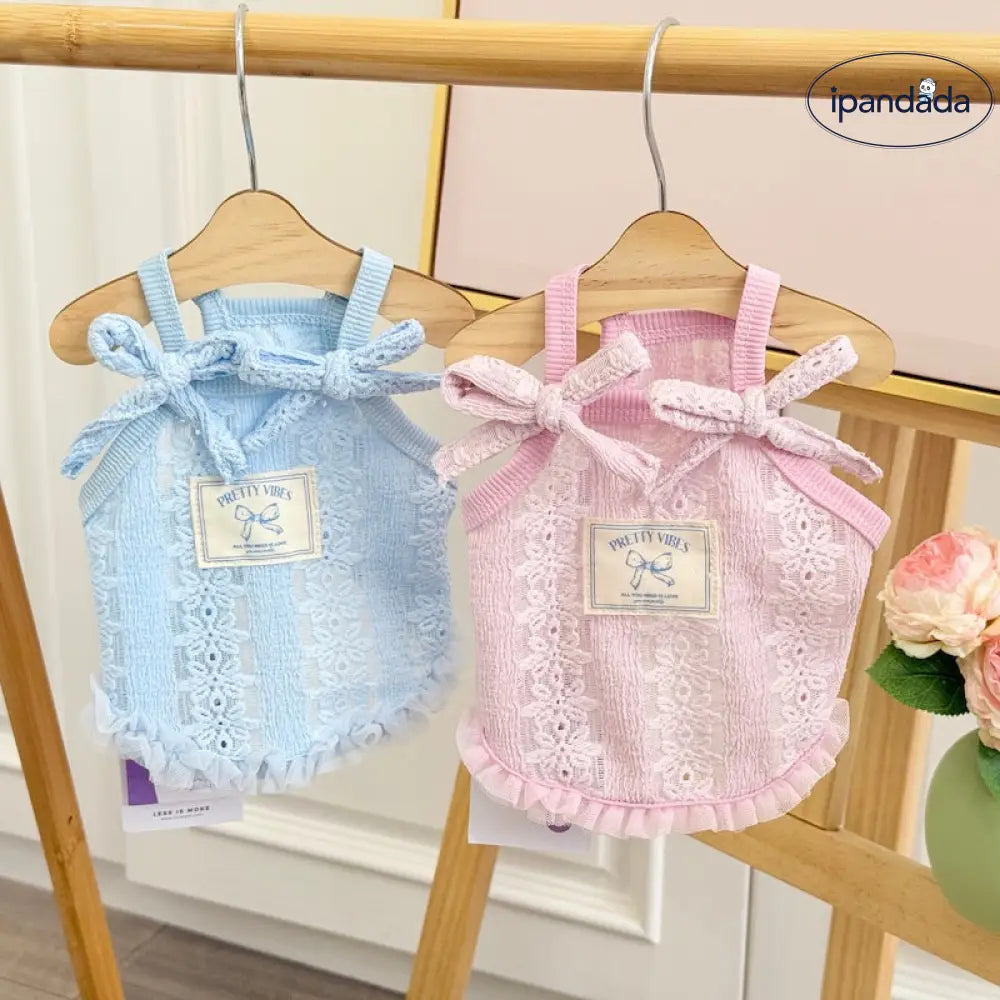 ID569 ペット用 レトロ リボン サロペット レースフリンジ 犬服 ポメラニアン ヨークシャーテリア ティーカッププードル マルチーズ 夏 クール 猫用 おしゃれ ペット用品＞ウェア
