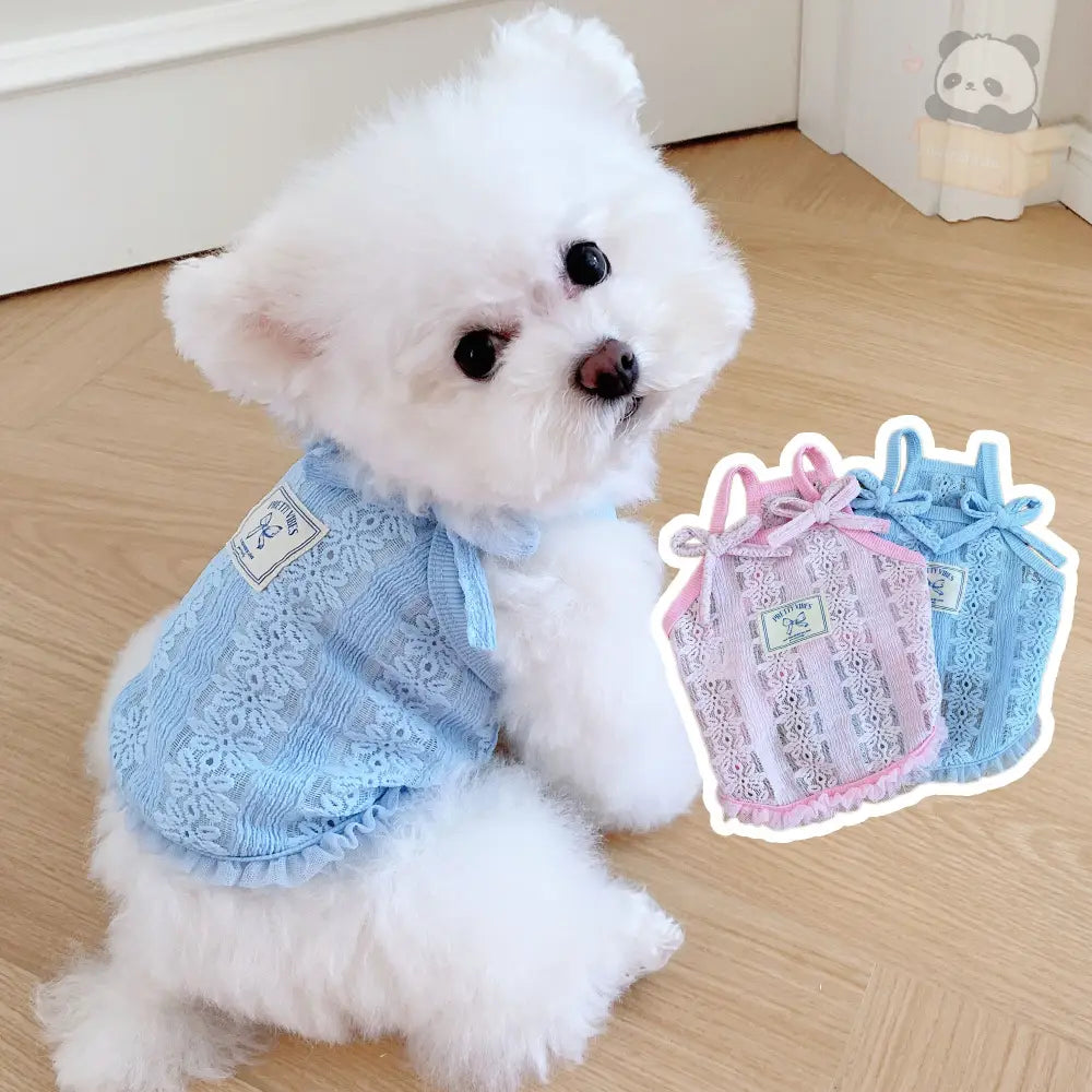 ID569 ペット用 レトロ リボン サロペット レースフリンジ 犬服 ポメラニアン ヨークシャーテリア ティーカッププードル マルチーズ 夏 クール 猫用 おしゃれ ペット用品＞ウェア