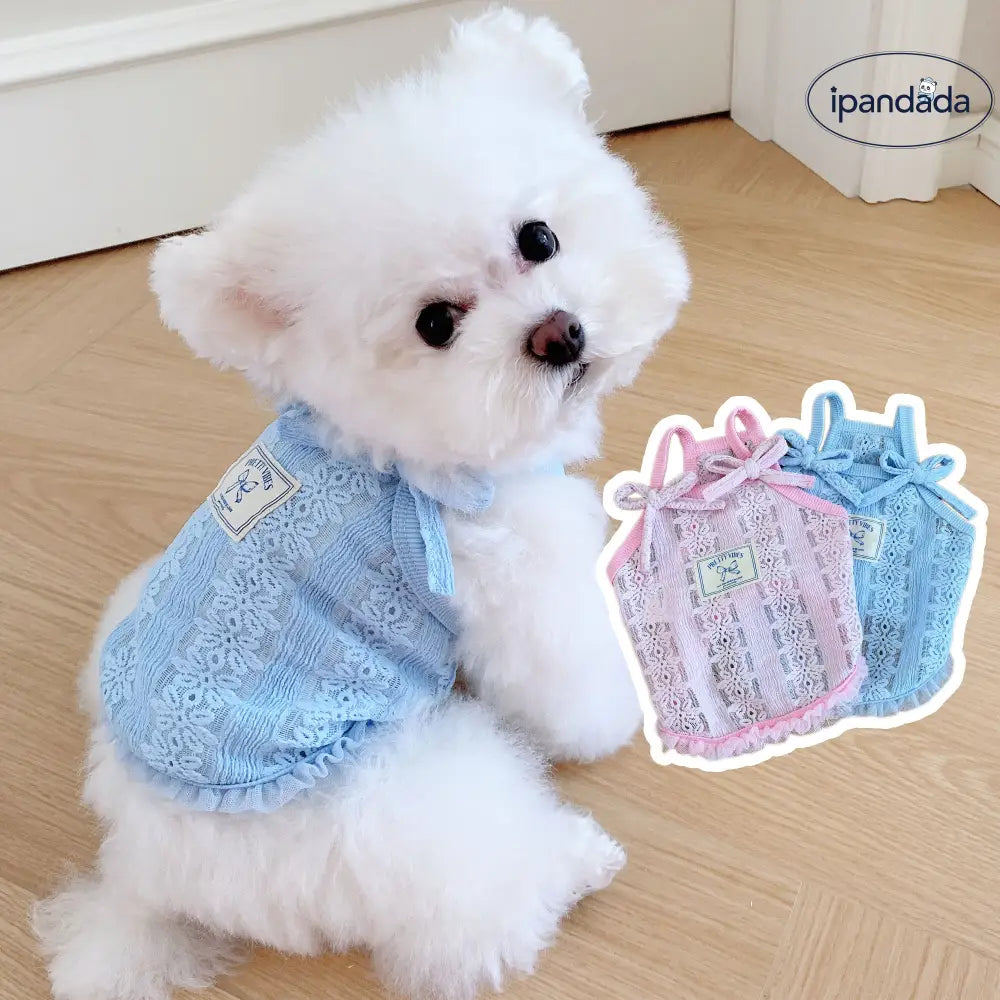 ID569 ペット用 レトロ リボン サロペット レースフリンジ 犬服 ポメラニアン ヨークシャーテリア ティーカッププードル マルチーズ 夏 クール 猫用 おしゃれ ペット用品＞ウェア