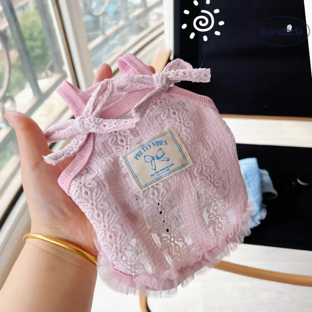 ID569 ペット用 レトロ リボン サロペット レースフリンジ 犬服 ポメラニアン ヨークシャーテリア ティーカッププードル マルチーズ 夏 クール 猫用 おしゃれ ペット用品＞ウェア