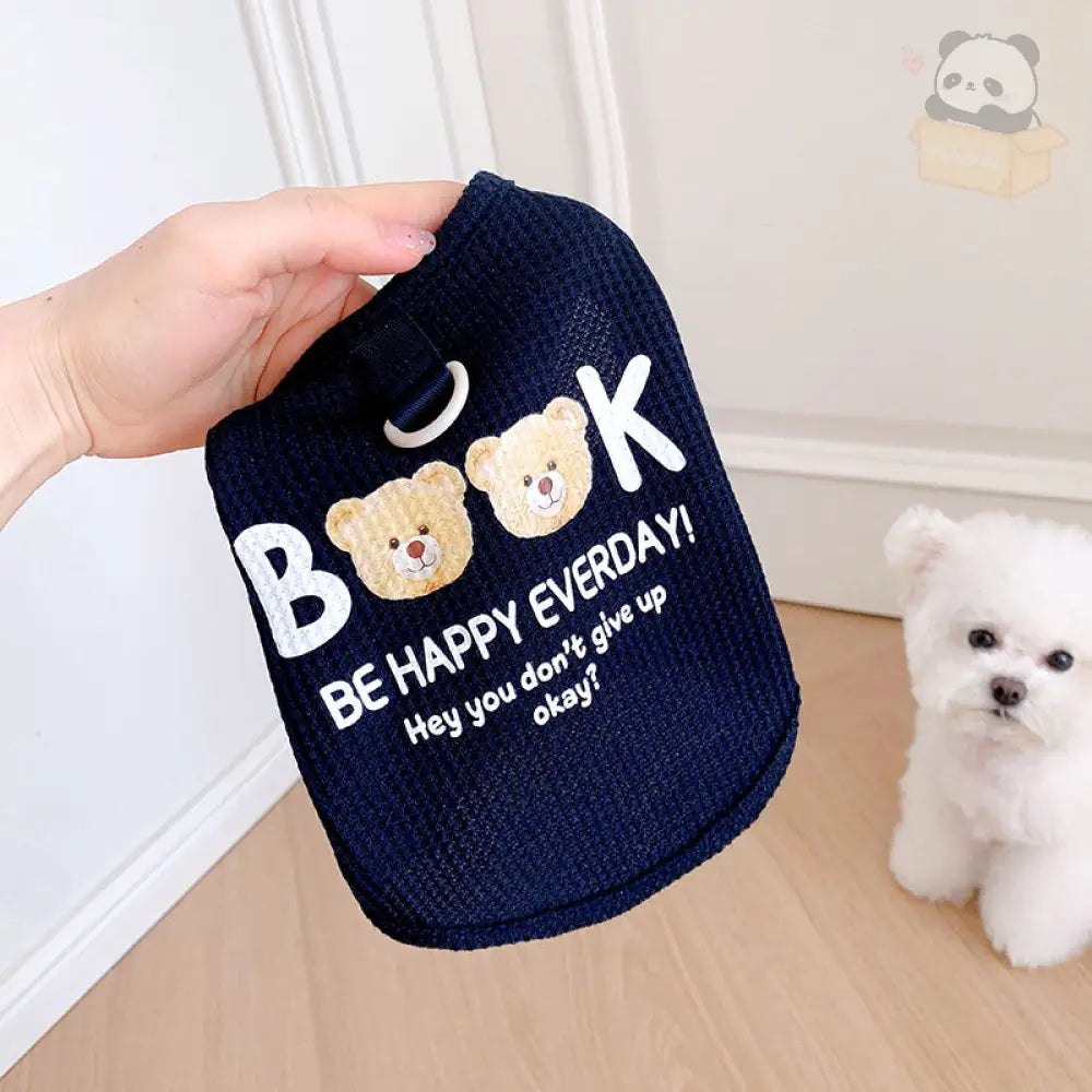 ID570 春 ペット チョッキ 子犬 猫用 おしゃれ 柔らかい 快適 ゴム入り ビションフリーゼ トイプードル シュナウザー 小型犬服 ネイビー / S ペット用品＞ウェア