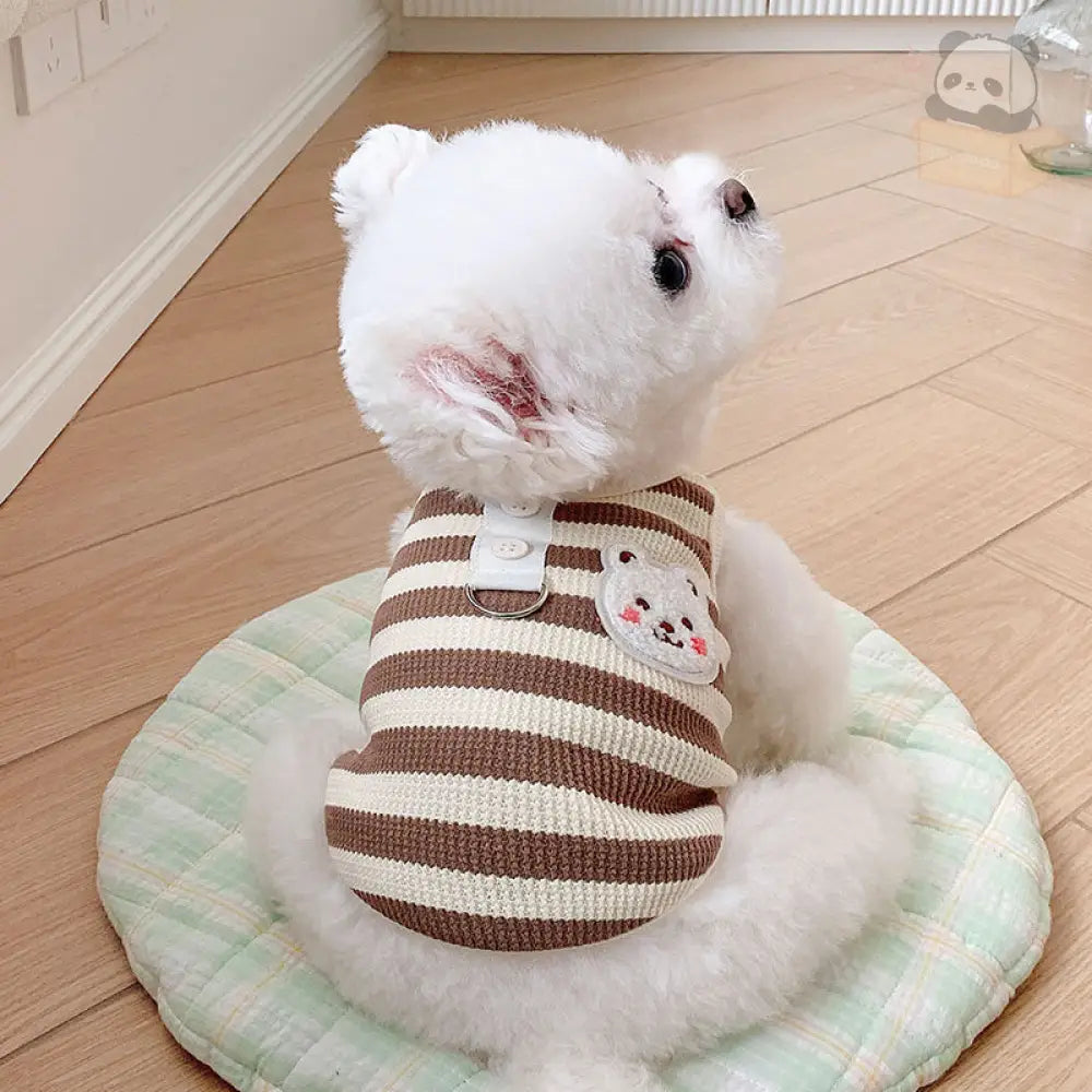 ID577 ペット用 春夏 薄手 チョッキ 無毛猫 犬服 ビションフリーゼ フレンチブルドッグ 抜け毛防止 リード金具付き コーヒー / S ペット用品＞ウェア